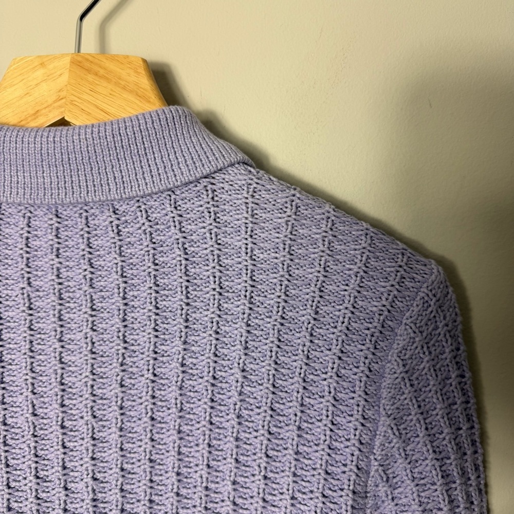 Ann Taylor Purple Sweater Cardigan Jacket Lavender Gold Buttons Medium Petite *B - Picture 10 of 11